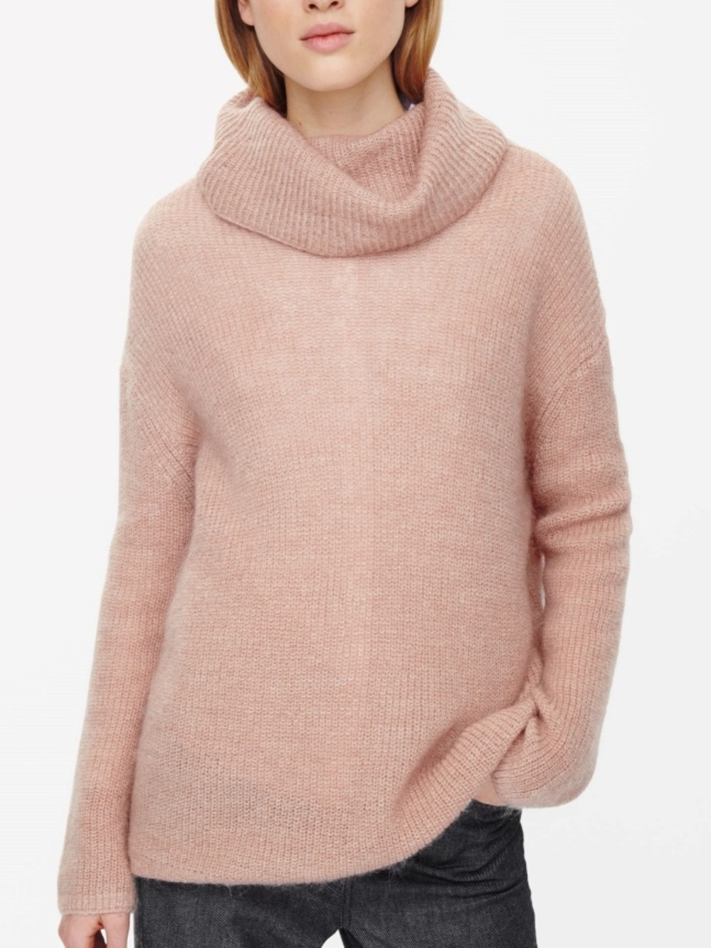 COS Blush Pink Roll Neck Oversized Sweater
